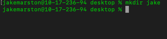 screenshot of mkdir command
